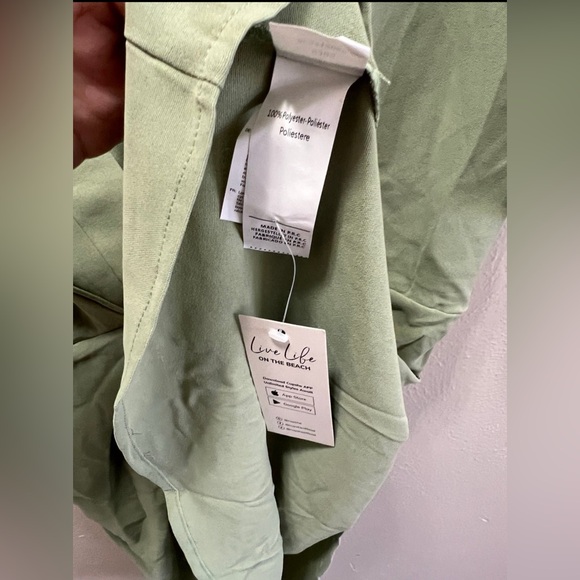 CUPSHE Short Dolman Sleeve Dress V Neck Swim Cover Sage Green Size Large - Picture 6 of 7